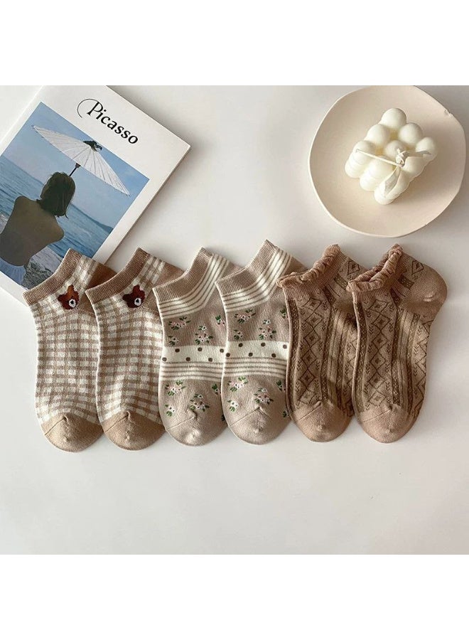 Trendora Women's Cotton Ankle Socks, Mixed Colours, 6 Pairs, Cotton Blend, Casual Comfort, Closed Toe - Image 3